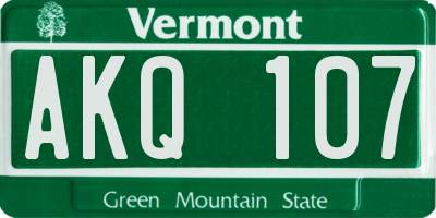 VT license plate AKQ107