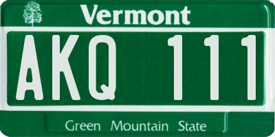 VT license plate AKQ111
