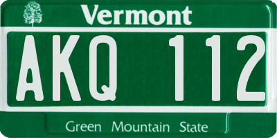 VT license plate AKQ112