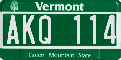 VT license plate AKQ114
