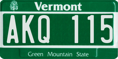 VT license plate AKQ115