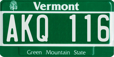 VT license plate AKQ116