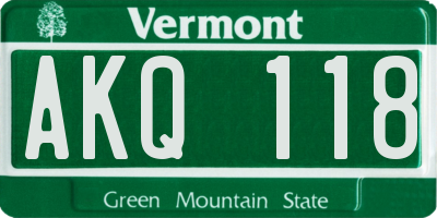 VT license plate AKQ118