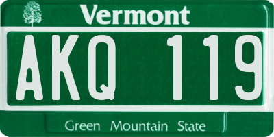 VT license plate AKQ119