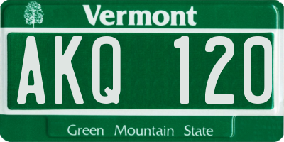 VT license plate AKQ120