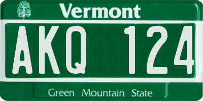 VT license plate AKQ124