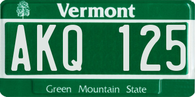 VT license plate AKQ125