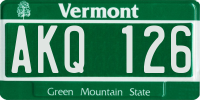 VT license plate AKQ126