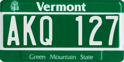 VT license plate AKQ127