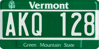 VT license plate AKQ128