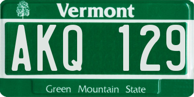 VT license plate AKQ129