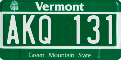 VT license plate AKQ131