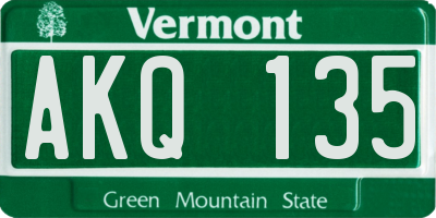 VT license plate AKQ135
