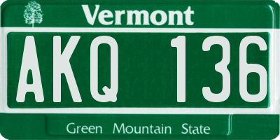 VT license plate AKQ136