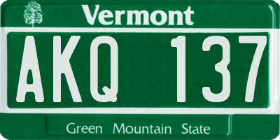 VT license plate AKQ137