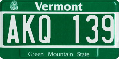 VT license plate AKQ139