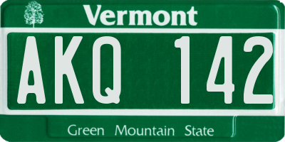 VT license plate AKQ142