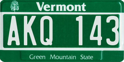 VT license plate AKQ143