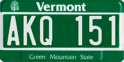 VT license plate AKQ151