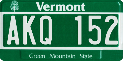VT license plate AKQ152