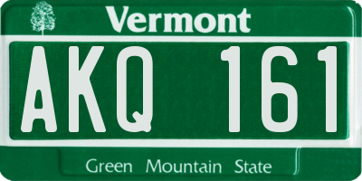 VT license plate AKQ161