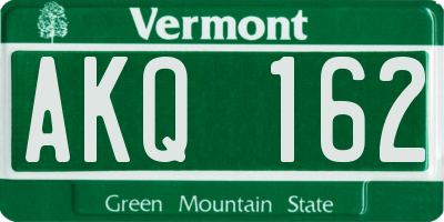 VT license plate AKQ162