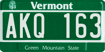 VT license plate AKQ163