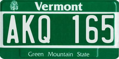 VT license plate AKQ165