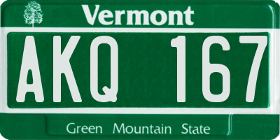 VT license plate AKQ167