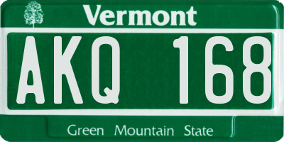 VT license plate AKQ168