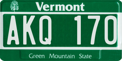 VT license plate AKQ170