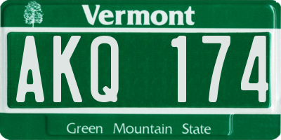 VT license plate AKQ174