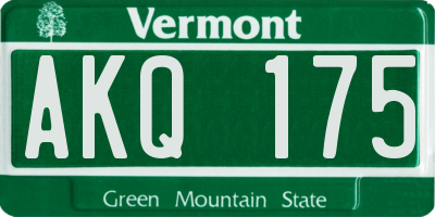 VT license plate AKQ175