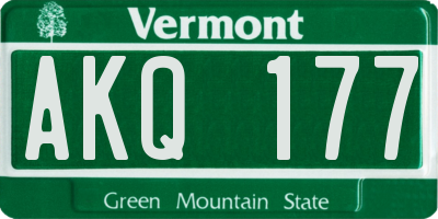 VT license plate AKQ177
