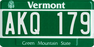 VT license plate AKQ179