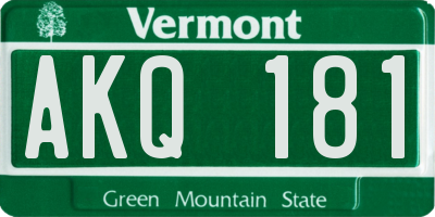 VT license plate AKQ181