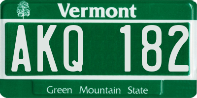 VT license plate AKQ182