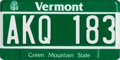 VT license plate AKQ183