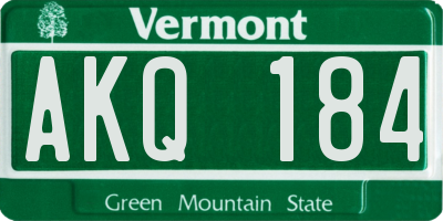 VT license plate AKQ184
