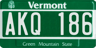 VT license plate AKQ186