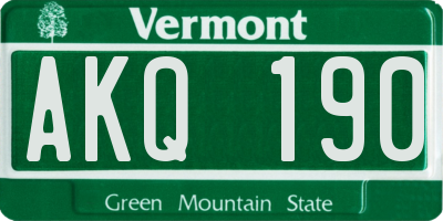 VT license plate AKQ190