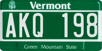 VT license plate AKQ198
