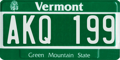 VT license plate AKQ199