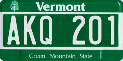 VT license plate AKQ201