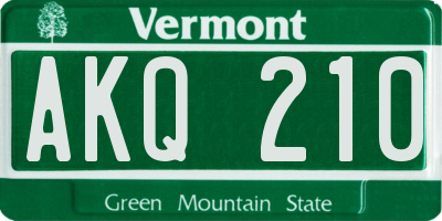 VT license plate AKQ210