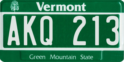 VT license plate AKQ213
