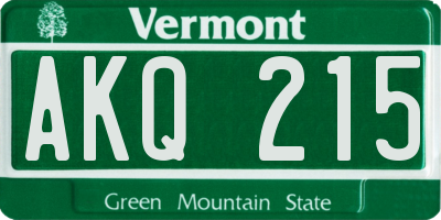 VT license plate AKQ215