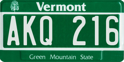 VT license plate AKQ216