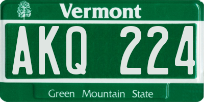 VT license plate AKQ224