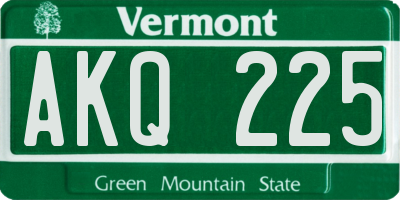 VT license plate AKQ225